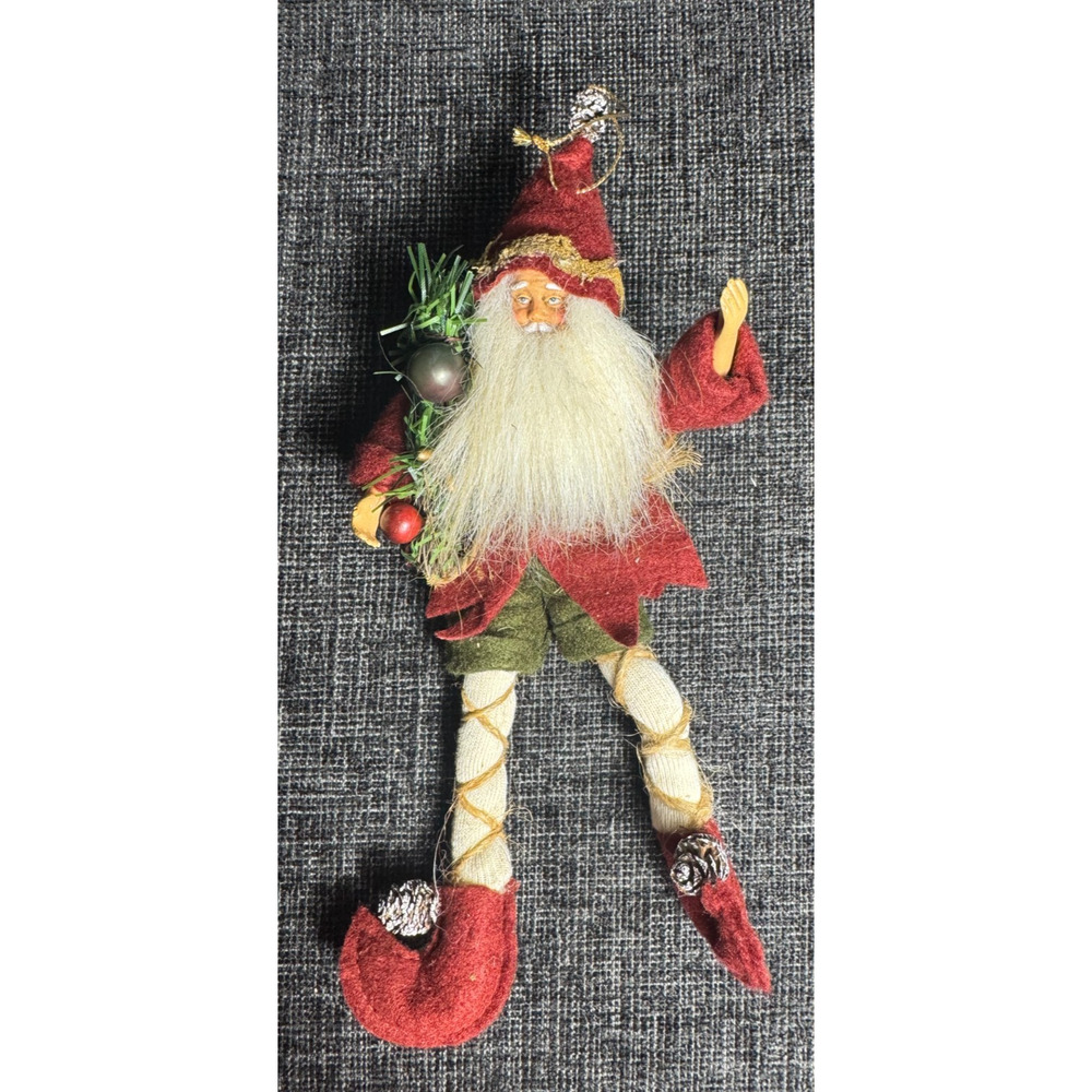 Woodland Forest Elf DOLL Christmas Tree 9" Ornament Flexible Legs